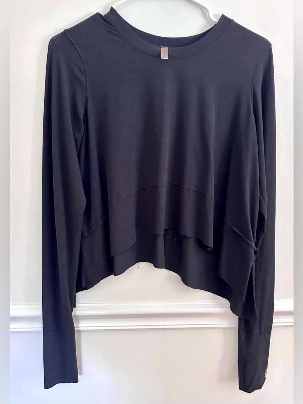 FP Movement Free People Tempo UV Protection Long Sleeve Shirt Crop Tee Black S